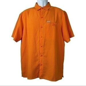 Columbia Men PFG Fishing Shirt Orange Buttons Down Sz M